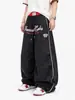 Calça casual estilo americano, leve, com blocos de cores sub-racing, cintura dupla, para homens e mulheres, fina de verão, solta, perna larga, secagem rápida, calça esportiva