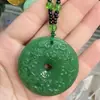 Colar de Vidro da Riqueza de Quatro Lados Pingente com Fecho de Segurança Bênção Longevidade Saúde Prosperidade Corrente para Suéter Pingente de Jade Hetian Imitação