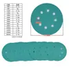 Discos de Lija Verdes de 5 Pulgadas con 8 Agujeros, Película de Poliéster, para Uso en Seco y Húmedo, Lija de Flocado, Autoadhesivos de 125 mm