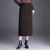 Elegante Falda Midi Bodycon de Lana para Mujer Otoño Invierno 2026 Nueva Falda de Cintura Alta Adelgazante de Longitud Media Falda Recta Versátil de Temperamento