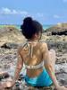 Bikini Transfronterizo Tailandés Traje de Puro Deseo Traje de Baño con Escote Halter para Pecho Pequeño Traje de Baño de Gama Alta para Mujer Traje de Baño de Verano Fuente Termal