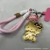 Llavero de Gato Hello Kitty Lindo Colgante Kt Cadena de Teléfono Móvil de Oro Puro Colgante para Bolsa de Lista Dorada Coche