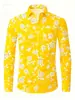Moda Transfronteriza 2026 Camisa de Manga Larga para Hombre Cardigan con Estampado de Rosas Impresión 3D Trendy Casual Versátil