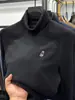 Camada de Base Térmica de Gola Alta Masculina Outono e Inverno Espessada Quente Suéter Interno de Lã Dupla Face Gola Dupla Camiseta Masculina de Manga Longa