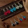 Pendientes de Borla Coloridos Retro Estilo Étnico Nostálgicos de Palacio Bohemian Personalidad Versátiles Ganchos para Orejas para Mujeres