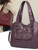 Bolsa Tote de Couro Macio com Múltiplos Bolsos para Atacado Transfronteiriço Novo Modelo 2026 Bolsa de Ombro de Grande Capacidade Textura Simples Bolsa Feminina