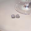 Pendientes de plata con microincrustaciones cuadradas exquisitas de circonita con diamantes completos, pendientes pequeños simples para mujer, venta al por mayor
