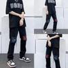 Calça jeans rasgada masculina, lançamento primavera e outono 2023, estilo americano, design moderno, calça reta e larga da marca Ya Shuai Chao