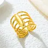 Anillo Geométrico de Acero Inoxidable 304 Europeo y Americano de Moda para Mujer, Anillo Abierto de Atmósfera Exquisita para Dedo Índice en Stock