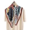 Pañuelo Cuadrado Pequeño Estampado Geométrico de Moda con Patrón de Espiga Nuevo Pañuelo de Seda de Alta Gama Retro Sencillo para Combinar Ropa de Mujer