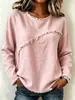 2026 Ropa de mujer europea y americana sitio independiente de Amazon otoño e invierno nuevo camiseta de manga larga de encaje empalmado con cuello redondo top casual