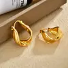 Brincos de Design de Nicho Modernos Transfronteiriços em Forma de U Torcidos com Acabamento Escovado Estilo de Moda Europeia e Americana Luxo Leve para Mulheres