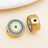Cuentas espaciadoras de esmalte de ojo de la suerte de doble cara de acero inoxidable con cuentas estilo europeo y americano para accesorios de joyería hechos a mano DIY