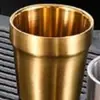 Isolamento térmico doméstico Copa copo de vidro de vinho copo de chá engrossado 304 aço inoxidável copo de água copo de metal duplo copo de cerveja dourada