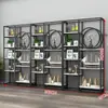 Partición Calada de Hierro Nuevo Estante de Almacenamiento Mampara de Entrada Estantería Gabinete Decorativo de Oficina de Pie Vitrina Multicapa