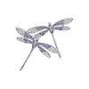 Broche de Insecto Libélula Morada con Incrustaciones de Circonita de Cobre de Lujo Ligero de Gama Alta Pin Elegante Creativo Accesorio para Chaqueta