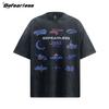 Camiseta Retro Lavable Estilo Americano de Manga Corta de Verano para Hombre y Mujer Marca de Moda vintage Suelta Pesada para Pareja Camiseta de Media Manga