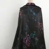 Fundo Preto Tecido Acetato Floral Colorido Dupla Face Tecido Estampado Vintage Estilo Chinês Vestido Cheongsam Tecido Estampado Feminino