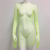 Popular Transfronterizo Europeo y Americano para Mujer Malla Diamante Brillante Red de Pescado Vestido Sexy Delgado Club Nocturno Atractivo Manga Larga Falda de Red