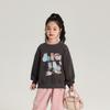 Sudadera Redonda para Niñas Pudding Haru Estilo Coreano Estampado de Dibujos Animados Sudadera para Bebé Cuadros y Sudadera Suave