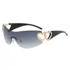 Gafas de Sol sin Montura Corazón Hueco de una Sola Pieza para Mujer, Gafas de Sol de Moda Transfronterizas para Celebridades de Internet, Gafas de Sol con Protección UV Y2K Europeas y Americanas