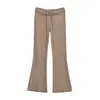 732-26 Colección de otoño: Pantalones de tiro bajo, ligeramente acampanados, de pierna ancha con dobladillo suelto, hasta el suelo, efecto adelgazante, color liso, adecuados para yoga, deportes y uso casual