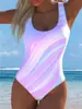Maiô peça única estilo europeu e americano 2027 para mulheres, cintura alta, push-up, sexy, adequado para férias na praia, conjunto de exportação, com amarração no pescoço