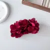 Rojo Vino Satén Rosa Pinza de Plátano Flor del Bosque Clip Cruzado Pinza de Plátano Pinza para Media Cola Accesorios para el Cabello