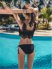 Versión coreana traje de baño nuevo sexy malla de encaje bikini dividido conjunto de tres piezas traje de baño mujer bikini al por mayor