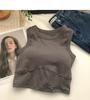 Copa de Algodón Puro Estilo Coreano con Almohadilla para el Pecho Ropa Exterior Base Sling Hermoso Chaleco de Espalda Envolvente para el Pecho de Mujer Top de Tubo Fijo de Una Pieza