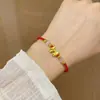 Pulsera de Oro para Mujer Pulsera de Princesa Fugitiva con Lazo Trenzada Pulsera de Oro de 18K Chapada en Oro Regalo Día de San Valentín Chino Cuerda Roja