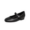 Versión de Piel de Vaca~Piel Genuina de Raza Mixta Importada Zapatos Planos Mary Jane Minimalistas de Correa Única con Suela Suave para Mujer Modelo Nuevo 2026