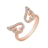 Anillo de alas de ángel Carlemei anillo de cola incrustado de diamantes anillo de alas de ángel joyería de oro rosa