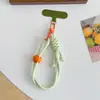 Cordão para Celular Cor Dopamina Botão Corda Curta Chaveiro Alça de Pulso Anti-Perda Bolsa Corda Cordão Curto Trançado