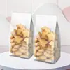 Bolsas Sellables Transparentes Esmeriladas Estilo Acordeón, Bolsas para Galletas de Copo de Nieve, Bolsas de Plástico Autoportantes para Alimentos, Bolsas para Empaquetar Snacks de Repostería