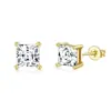 Pendientes Cuadrados de Bolso Redondo de Circonita Microincrustada Populares de Amazon, Moda, Sencillos y de Alta Gama, Set de un Solo Par, Pendientes de Nicho