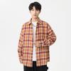 Diyu Shenlong Camisa Longa Manga Longa Masculina Lapela Solta Outono Estudante Casaco Casual Xadrez Camisa Masculina de Alta Qualidade