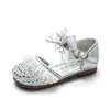 Sandálias de meia com babados para meninas 2026 novo estilo de verão sapatinhos de princesa com laço de strass sapatos de tela single