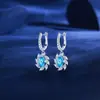Brincos Rotativos de Gota d'Água S925 Prata Esterlina Mais Vendidos no Exterior para Mulheres, Brincos Brilhantes em Forma de Ovo com Zircônia Azul Oceano, com Sensação de Luxo Leve e Alta Qualidade