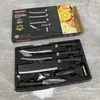 Juego de 6 Cuchillos con Patrón de Ola Negros en Stock del Fabricante 238A Juego en Caja de Regalo para Exportación al por Mayor, Centros Comerciales y Supermercados