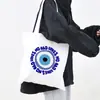 Bolso de Lona Estampado Ojo Turco Azul Bolso de Hombro Bolso Plegable Bolso Tote Bolso de Compras Comercio Exterior