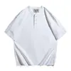 Camisa polo estilo americano con cuello Henry para hombre, manga corta, nuevo vintage de verano 2026, manga media, ligeramente holgada, camiseta para hombre talla grande
