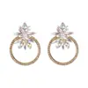 Venta Caliente Transfronteriza Serie de Color AB Pendientes Huecos Completamente Incrustados con Diamantes Estilo de Corte Europeo y Americano Diamante de Color Pendientes de Lujo Ligero de Moda