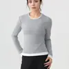 Directo de Fábrica Gama Alta Ropa Deportiva Otoño e Invierno Yoga Tencel Lyocell Bloques de Color Falso Dos Piezas Capa Base para Viajar