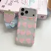 Funda tipo puesto de fresas rosas para Apple 17Promax, Adecuada para iPhone 16Pro Doble Capa 15Promax/14