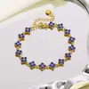 Pulseira de aço titânio de quatro folhas, cravejada com diamantes, de luxo requintado, pulseira de joias coloridas de quatro folhas, pulseira de zircônia