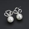 Pendientes de perla Qingxing circonita AAA pavimentados geométricos pendientes preciosos coreanos simples fabricante de origen