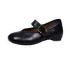 Sapatos de verão femininos estilo ballet Mary Jane rasos de bico redondo, novo estilo verão 2026, retrô francês