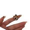 Nuevo anillo de cuentas hecho a mano con piedra natural de corte original estilo chino estilo antiguo sentido avanzado serie Maillard anillo dulce fresco anillo