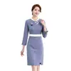 Vestido de negocios manga larga primavera color liso cintura Adelgazante Salón de Belleza mono ol vestido formal al por mayor